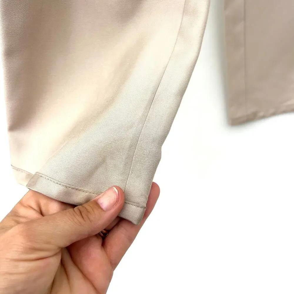Tory Burch Satin Modal Rayon Tapered Drawstring Pull On Trousers Pants Small Tan